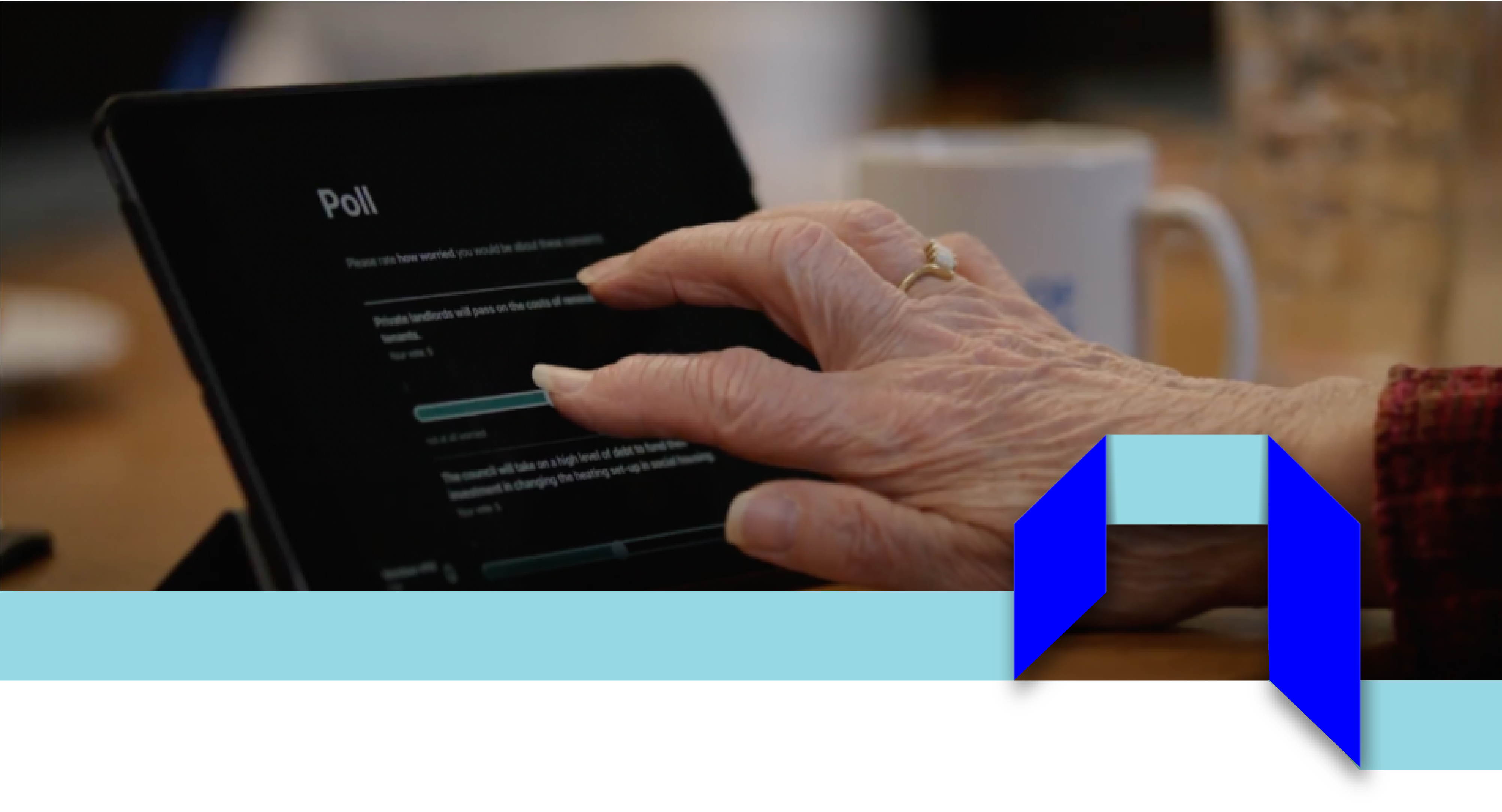 The Strategy Room - a graphic showing a person operating a tablet